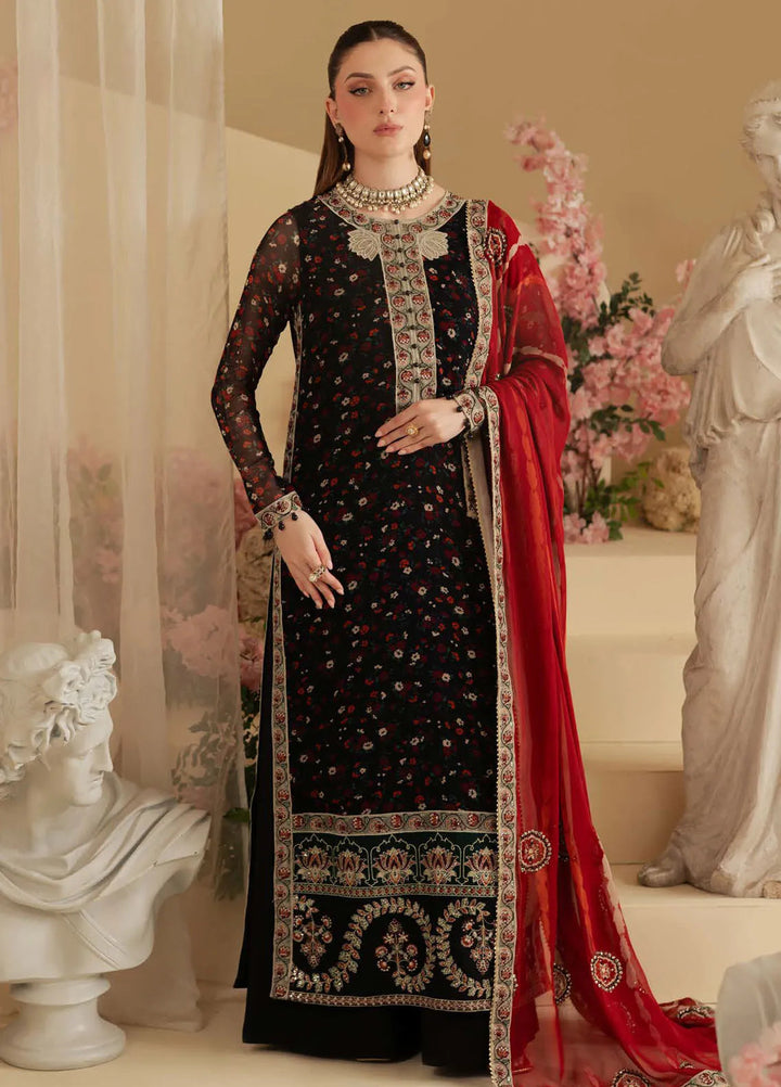 Nureh Embroidered Chiffon Suit Unstitched 3 Piece NU25AC AM-18 - Formals Collection
