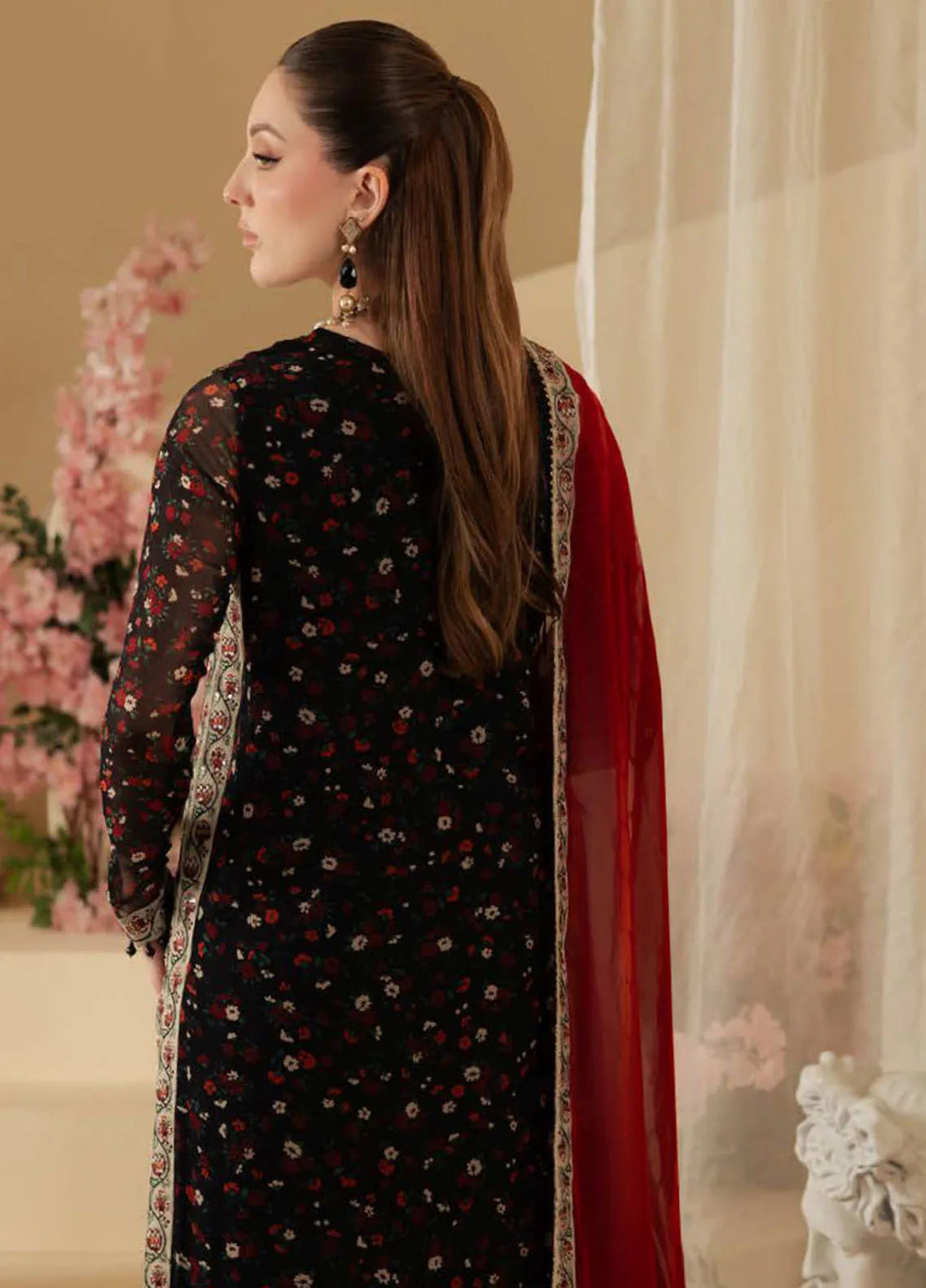 Nureh Embroidered Chiffon Suit Unstitched 3 Piece NU25AC AM-18 - Formals Collection