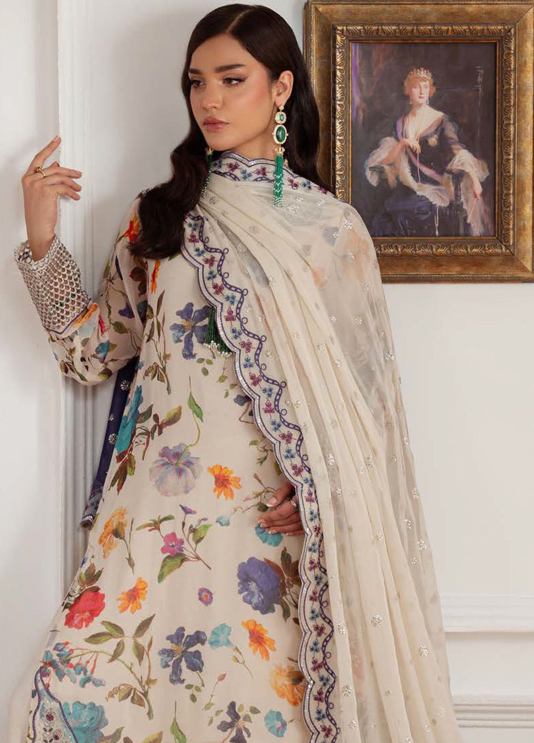 Nureh Embroidered Chiffon Suits Unstitched 4 Piece Suit NU25AU AM-26 - Luxury Collection