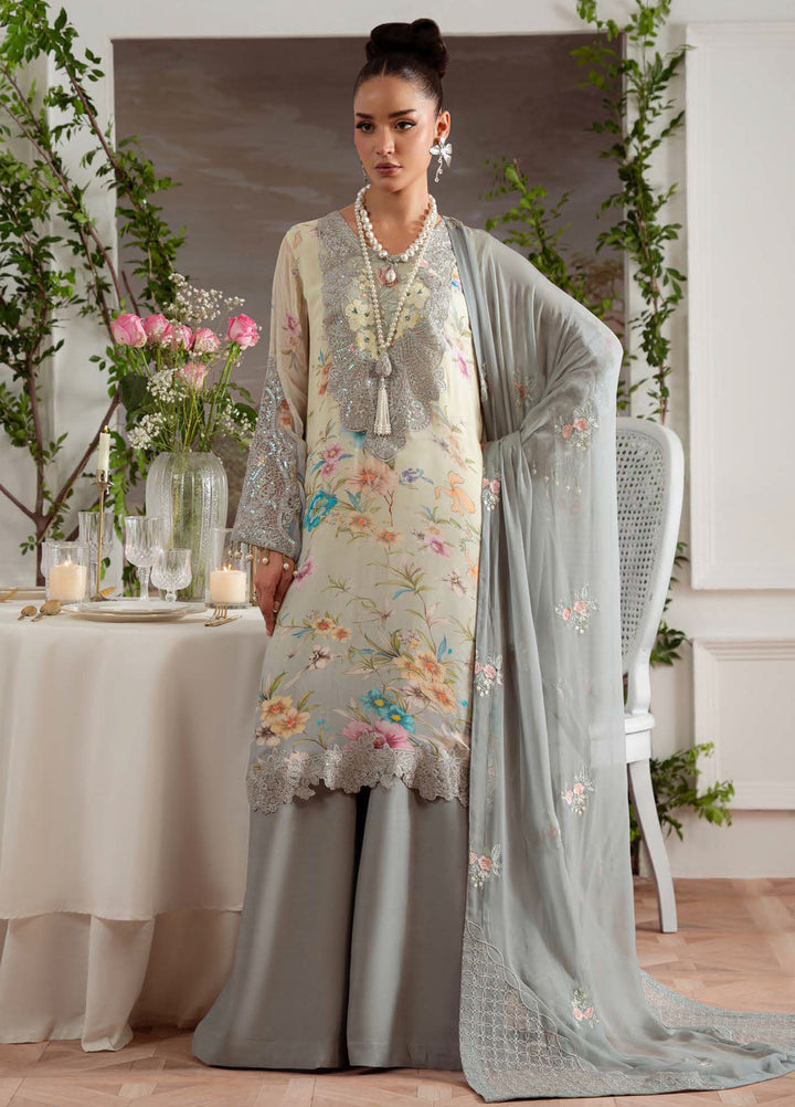 Nureh Embroidered Chiffon Suits Unstitched 4 Piece Suit NU25AU AM-27 - Luxury Collection