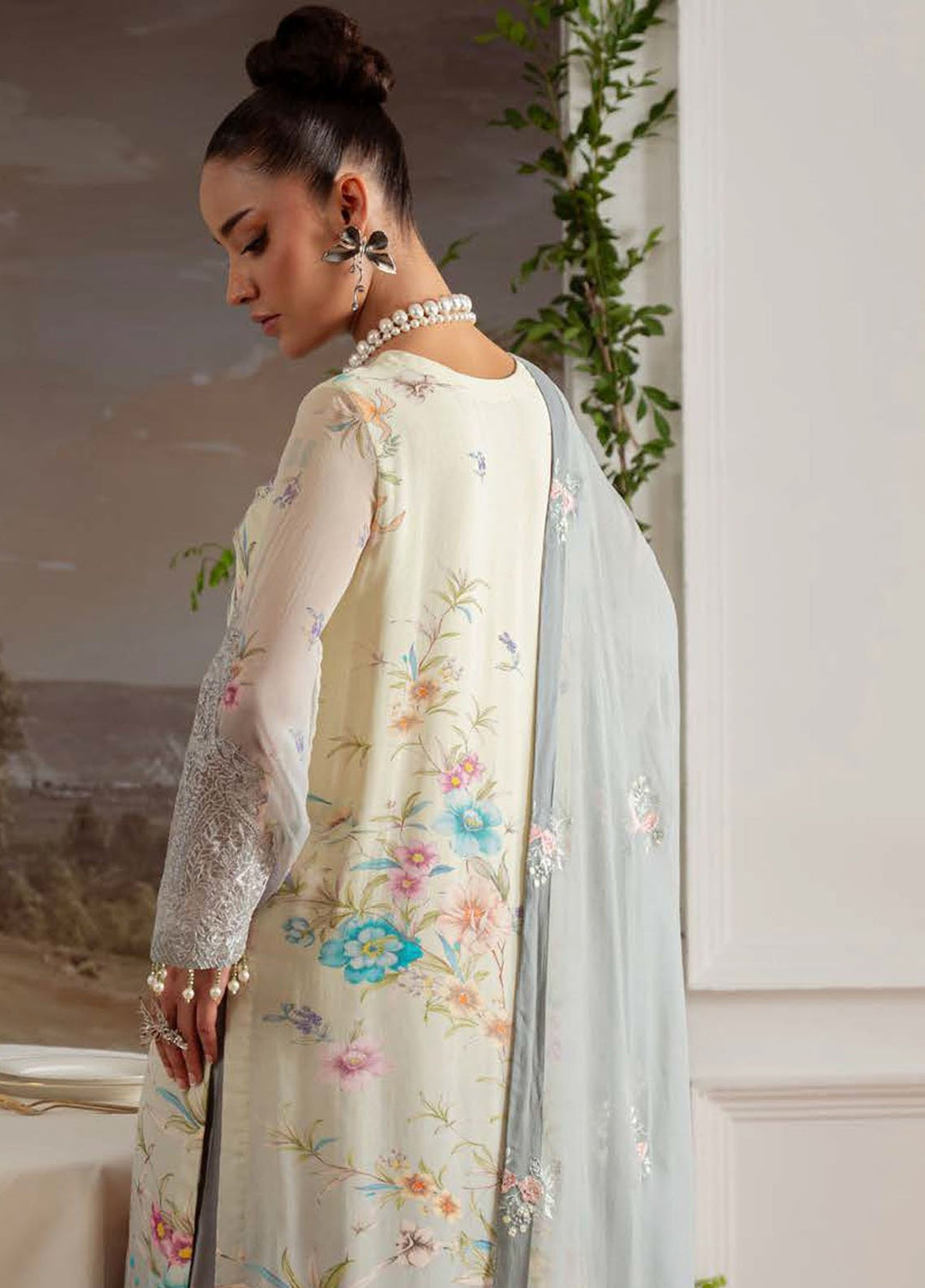 Nureh Embroidered Chiffon Suits Unstitched 4 Piece Suit NU25AU AM-27 - Luxury Collection