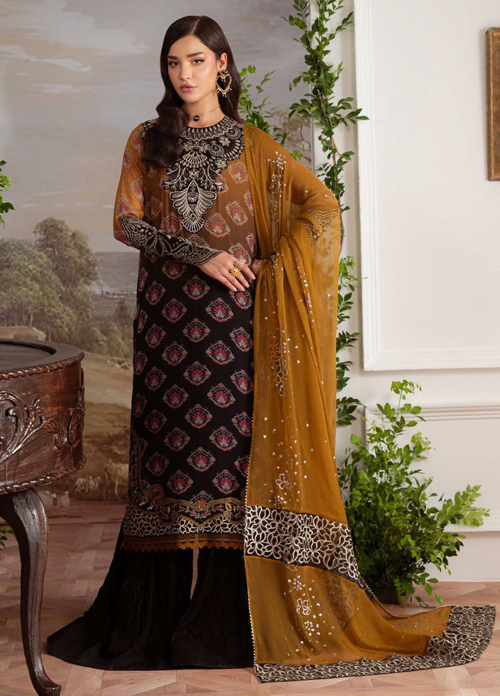 Nureh Embroidered Chiffon Suits Unstitched 4 Piece Suit NU25AU AM-30 - Luxury Collection