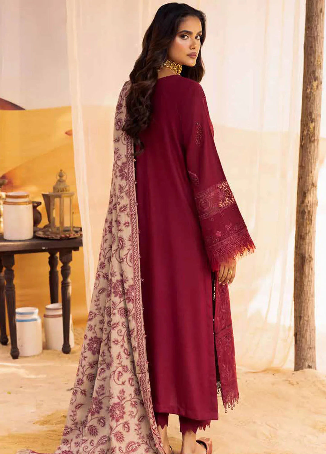 Nureh Embroidered Dhanak Suit Unstitched 3 Piece NU24ES NE-64 - Winter Collection