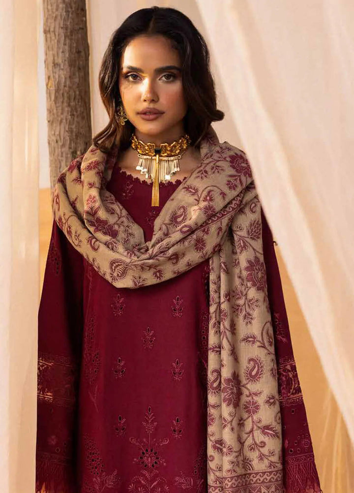Nureh Embroidered Dhanak Suit Unstitched 3 Piece NU24ES NE-64 - Winter Collection
