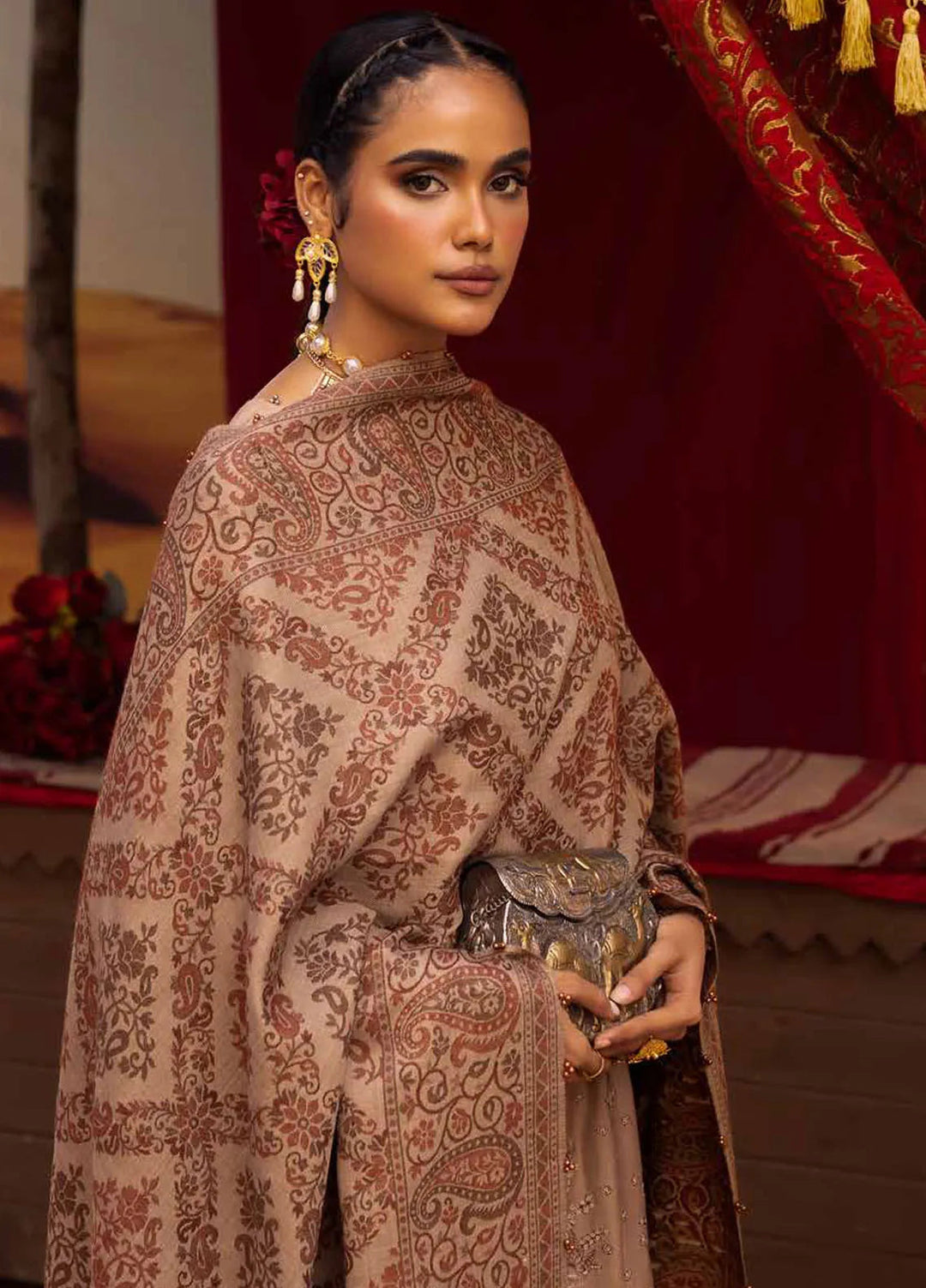 Nureh Embroidered Dhanak Suit Unstitched 3 Piece NU24ES NE-65 - Winter Collection