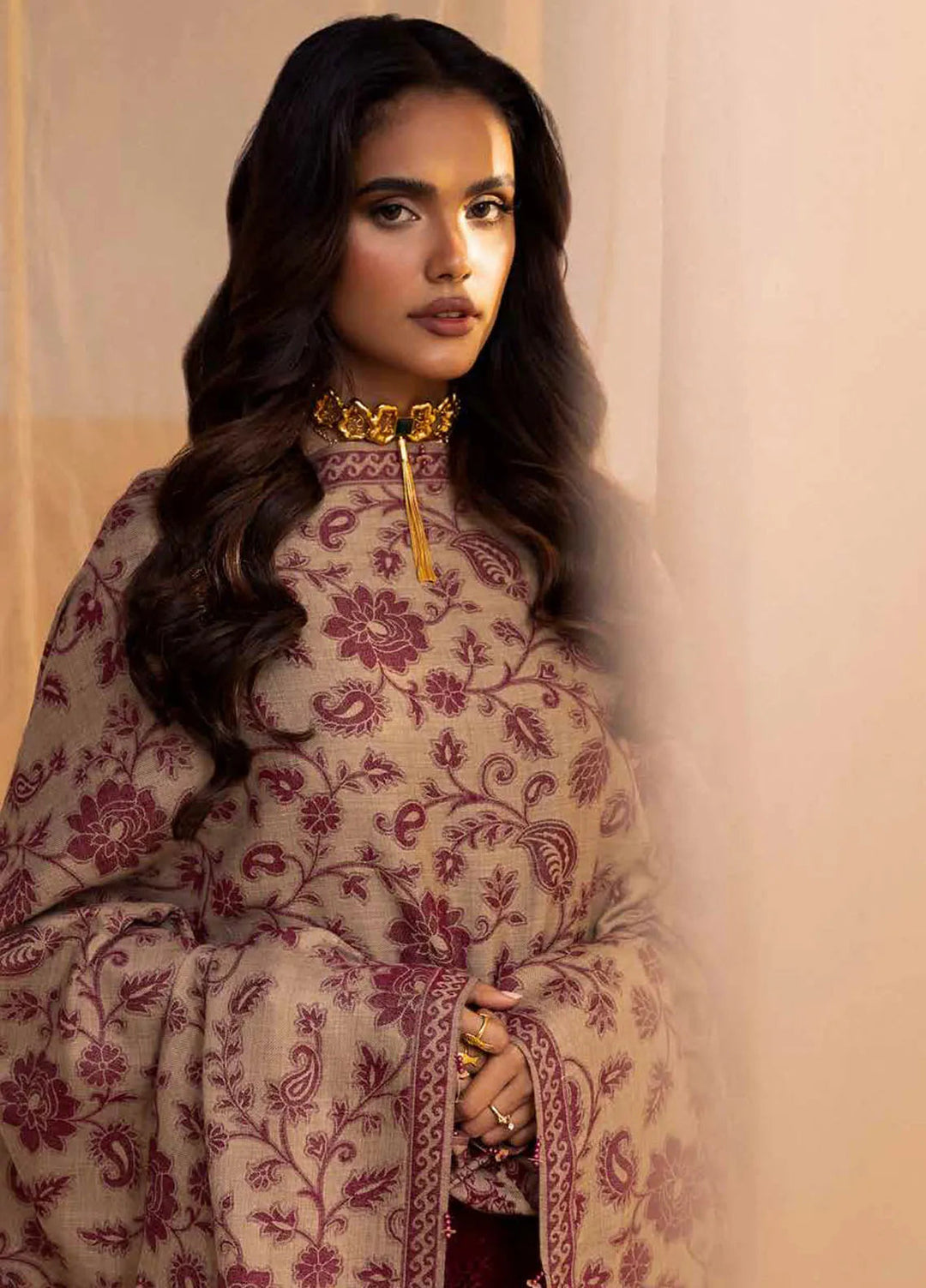 Nureh Embroidered Dhanak Suit Unstitched 3 Piece NU24ES NE-65 - Winter Collection