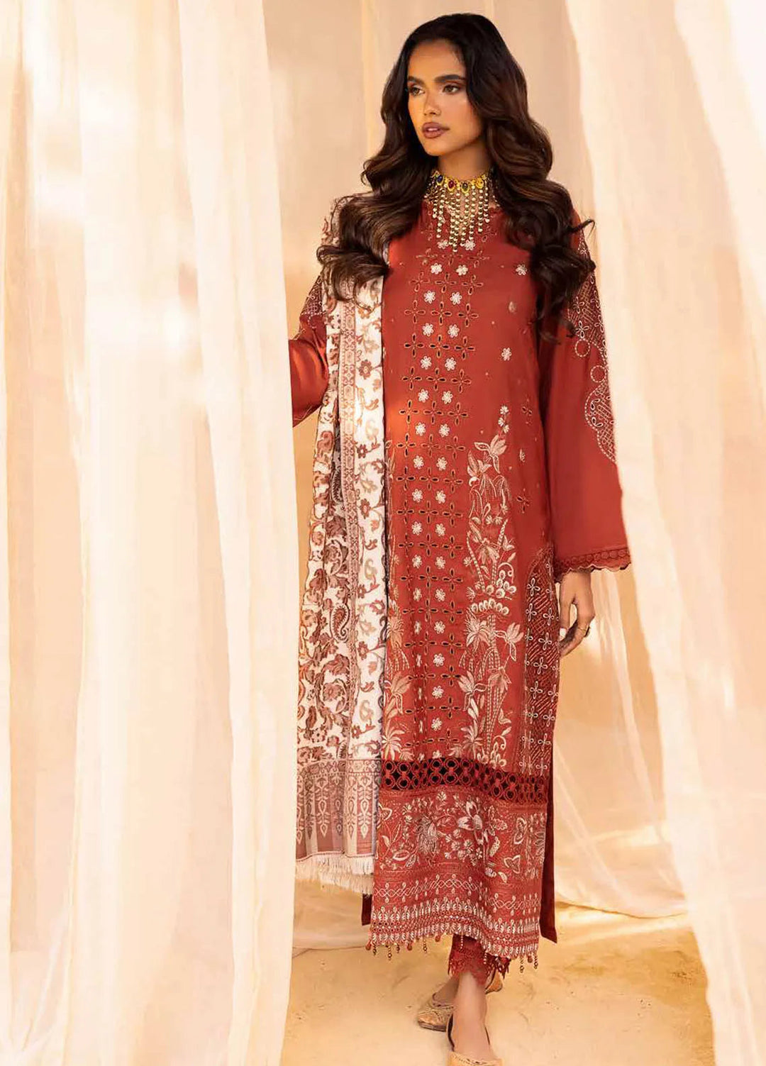 Nureh Embroidered Dhanak Suit Unstitched 3 Piece NU24ES NE-66 - Winter Collection