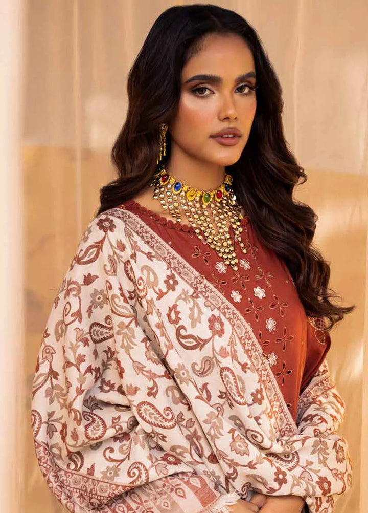 Nureh Embroidered Dhanak Suit Unstitched 3 Piece NU24ES NE-66 - Winter Collection