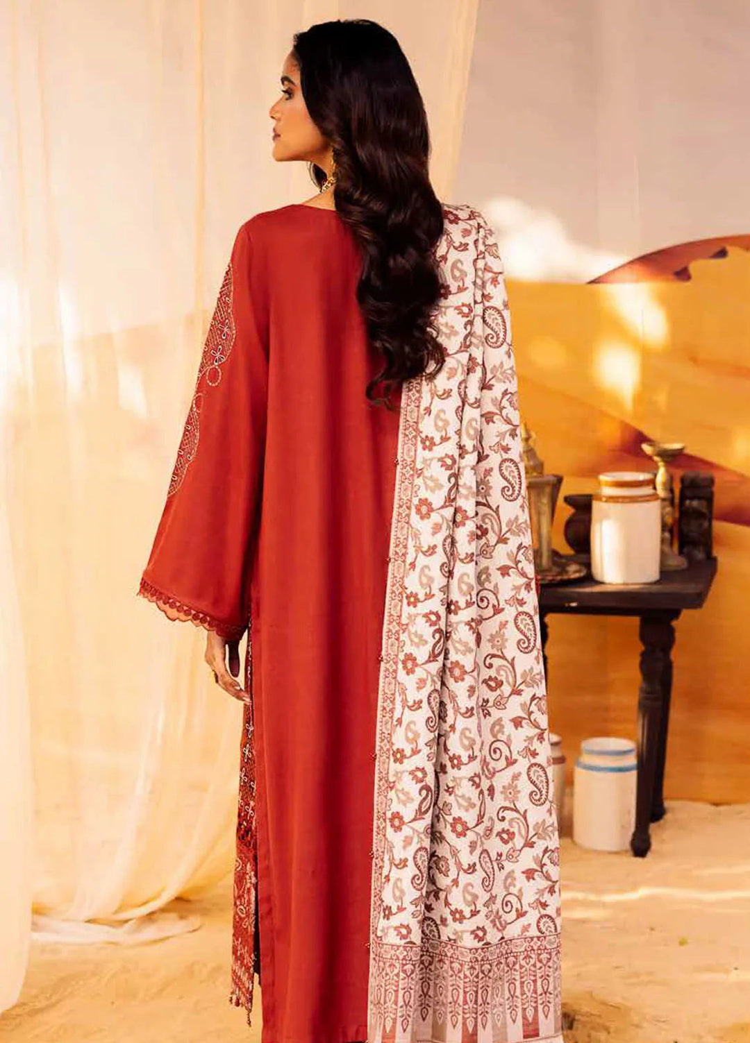 Nureh Embroidered Dhanak Suit Unstitched 3 Piece NU24ES NE-66 - Winter Collection