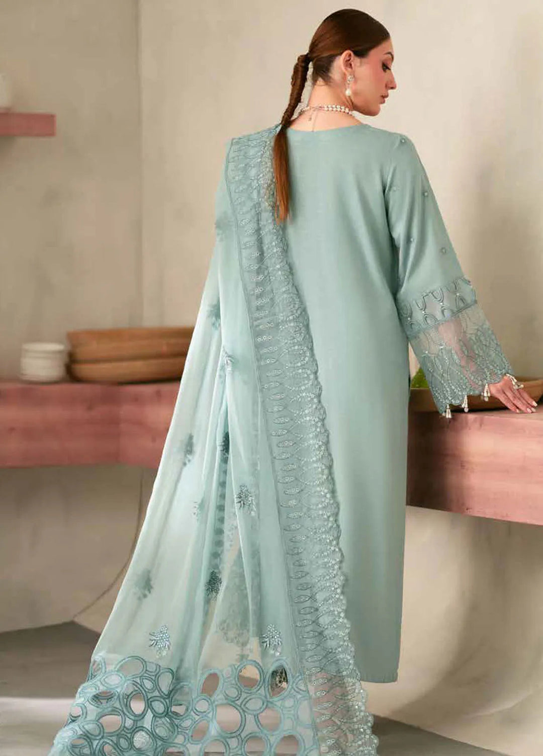 Nureh Embroidered Karandi Suit Unstitched 3 Piece NU24EK NE-100 - Winter Collection