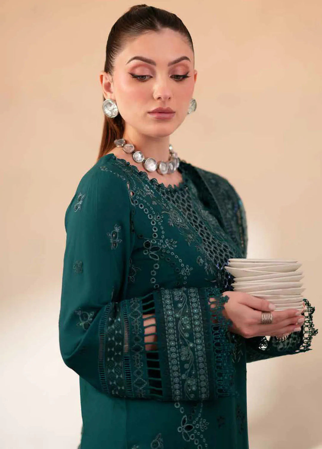 Nureh Embroidered Karandi Suit Unstitched 3 Piece NU24EK NE-101 - Winter Collection