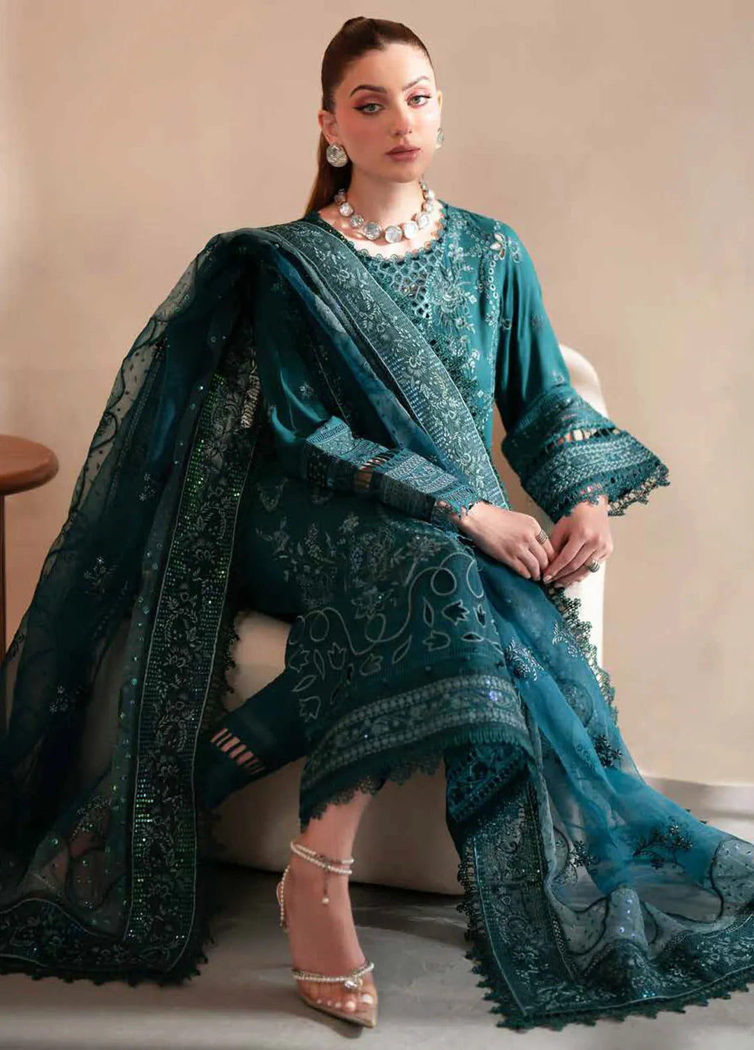 Nureh Embroidered Karandi Suit Unstitched 3 Piece NU24EK NE-101 - Winter Collection