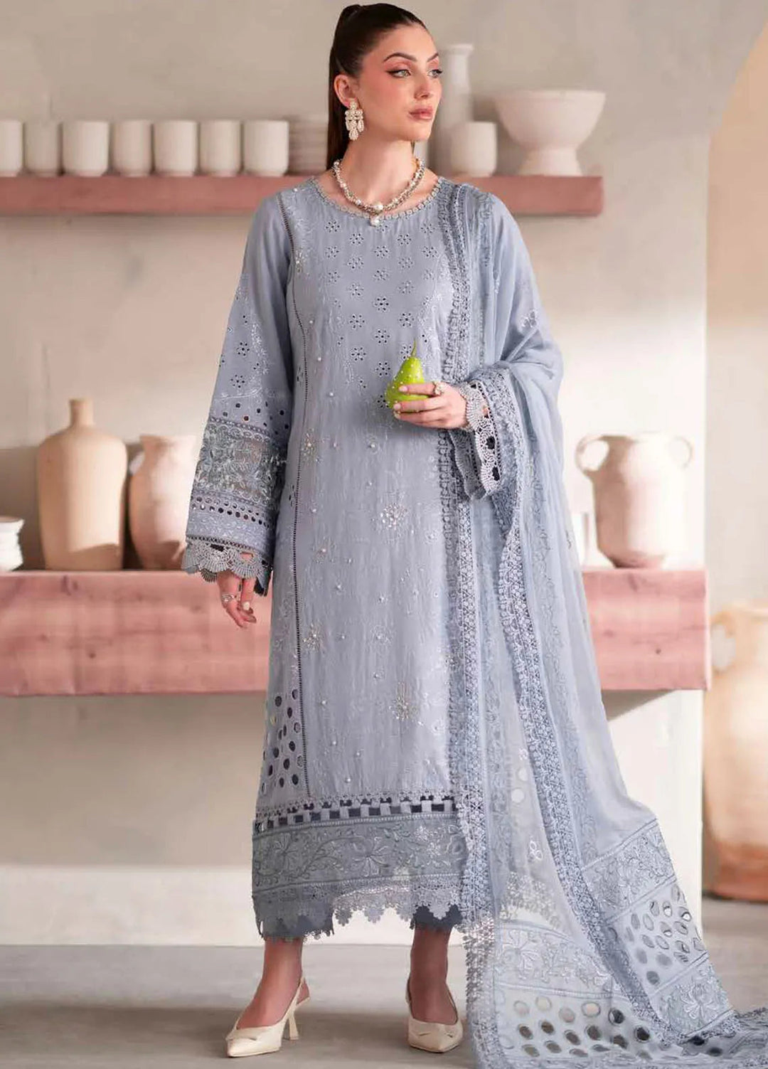 Nureh Embroidered Karandi Suit Unstitched 3 Piece NU24EK NE-103 - Winter Collection