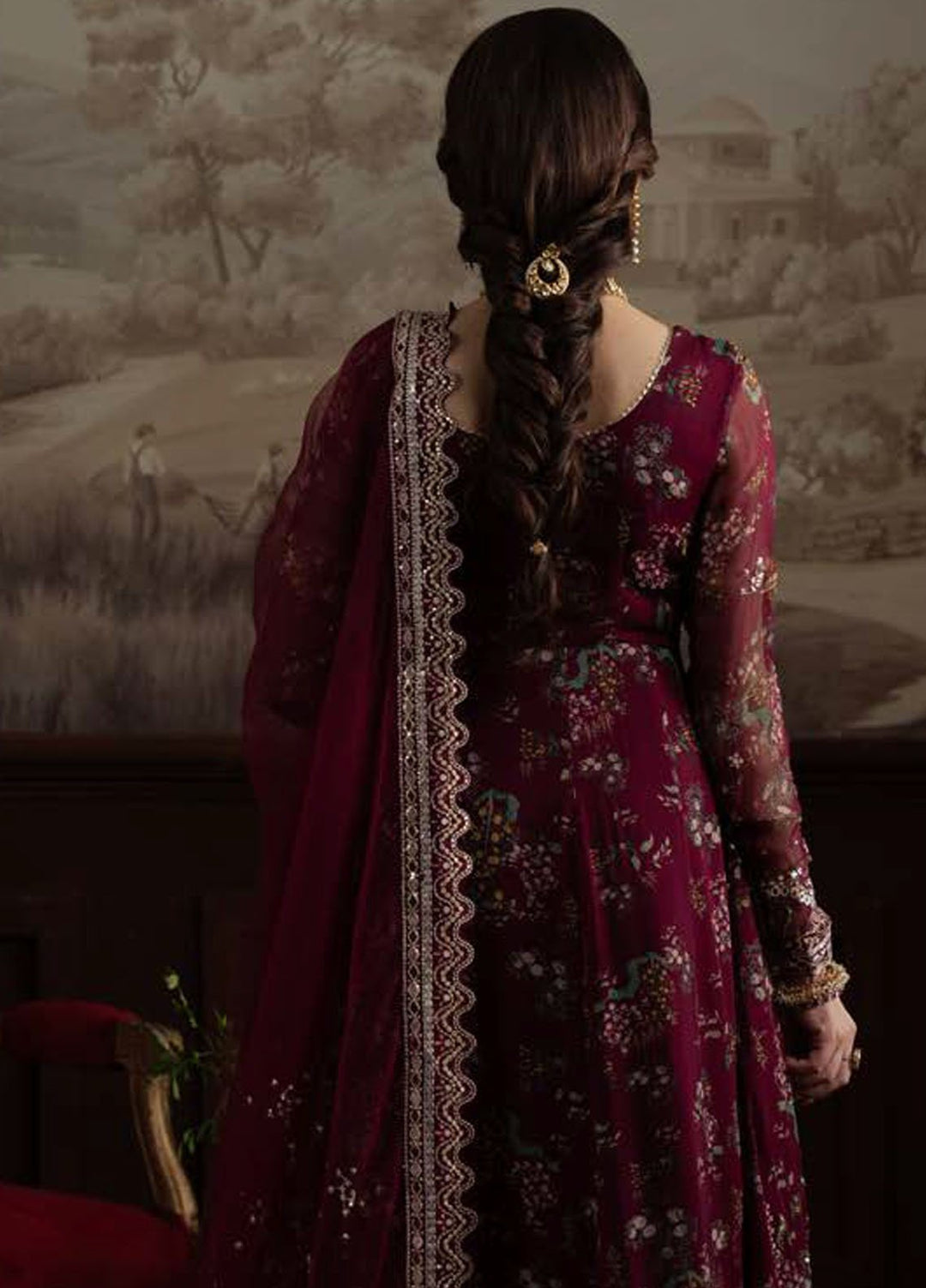 Nureh Embroidered Chiffon Suits Unstitched 4 Piece Suit NU25ELU NEL-72 - Luxury Collection