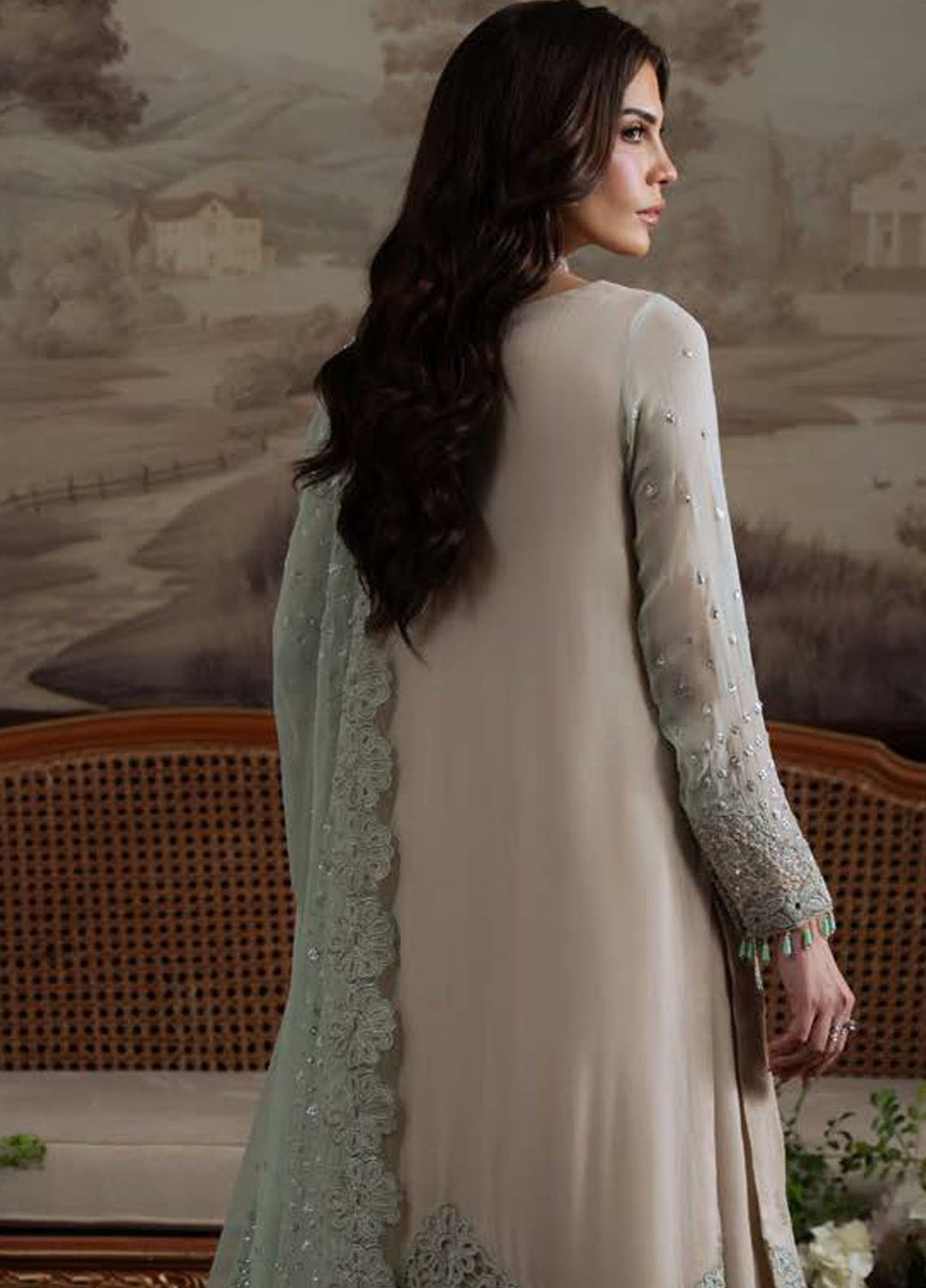Nureh Embroidered Chiffon Suits Unstitched 4 Piece Suit NU25ELU NEL-73 - Luxury Collection