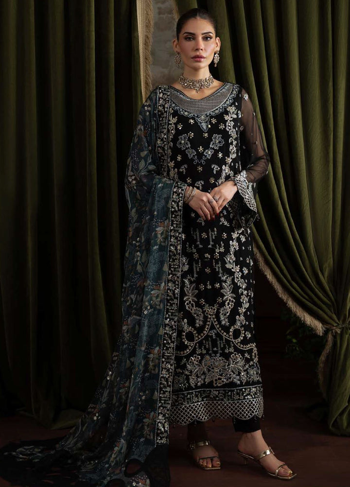 Nureh Embroidered Chiffon Suits Unstitched 4 Piece Suit NU25ELU NEL-75 - Luxury Collection