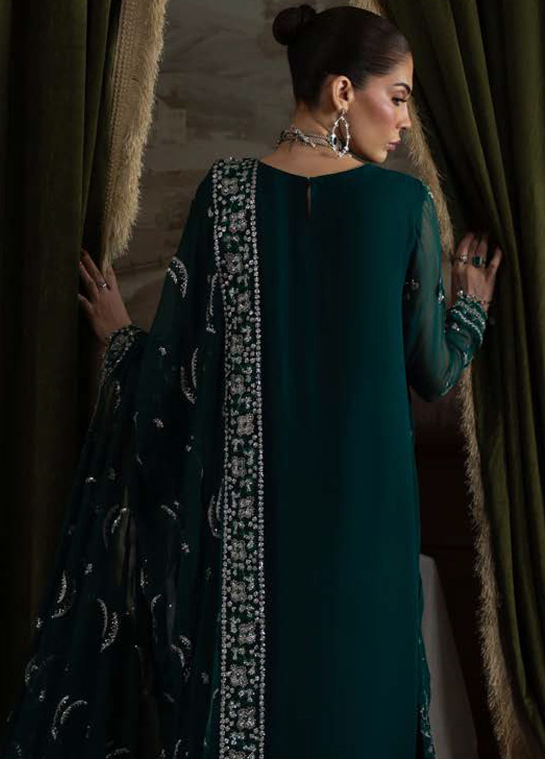 Nureh Embroidered Chiffon Suits Unstitched 4 Piece Suit NU25ELU NEL-77 - Luxury Collection