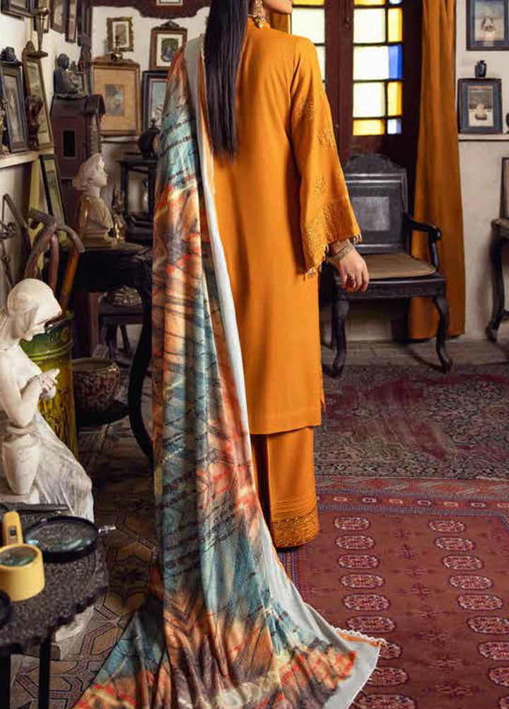 Nureh Embroidered Leather Peach Suits Unstitched 3 Piece NU21LT NE-17 - Winter Collection