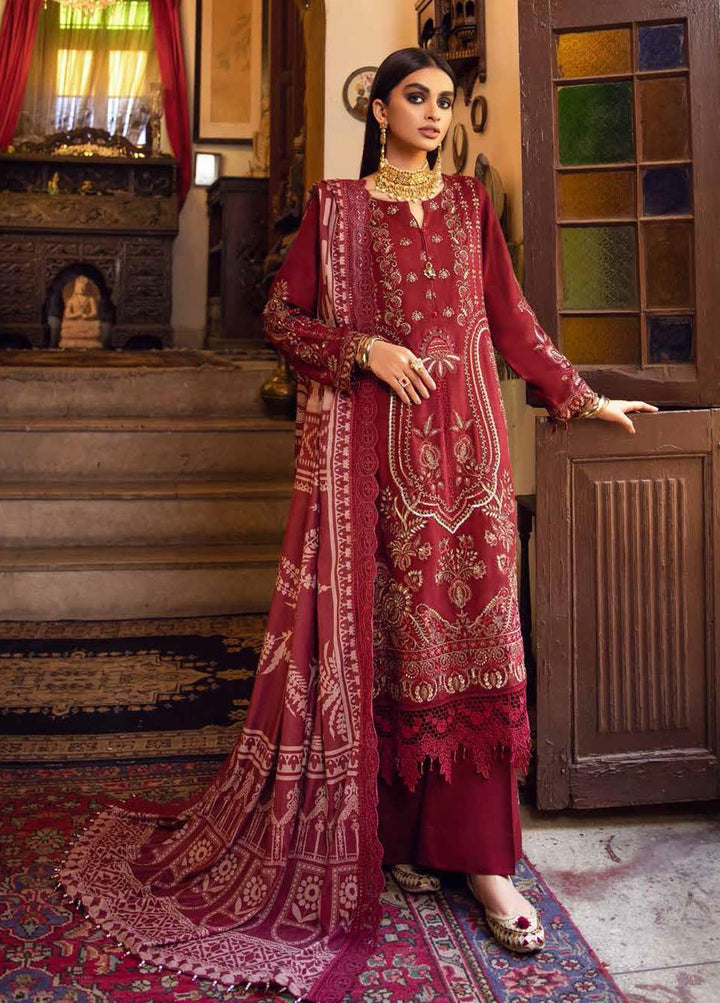 Nureh Embroidered Leather Peach Suits Unstitched 3 Piece NU21LT NE-18 - Winter Collection