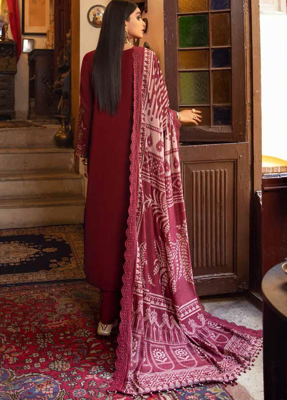 Nureh Embroidered Leather Peach Suits Unstitched 3 Piece NU21LT NE-18 - Winter Collection