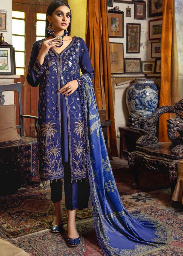 Nureh Embroidered Leather Peach Suits Unstitched 3 Piece NU21LT NE-19 - Winter Collection