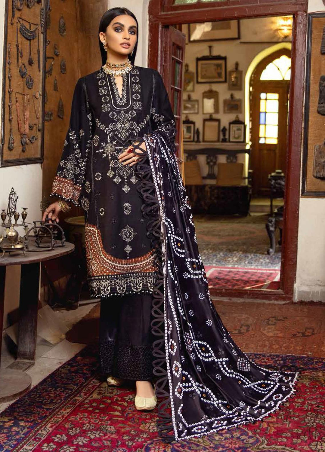 Nureh Embroidered Leather Peach Suits Unstitched 3 Piece NU21LT NE-21 - Winter Collection