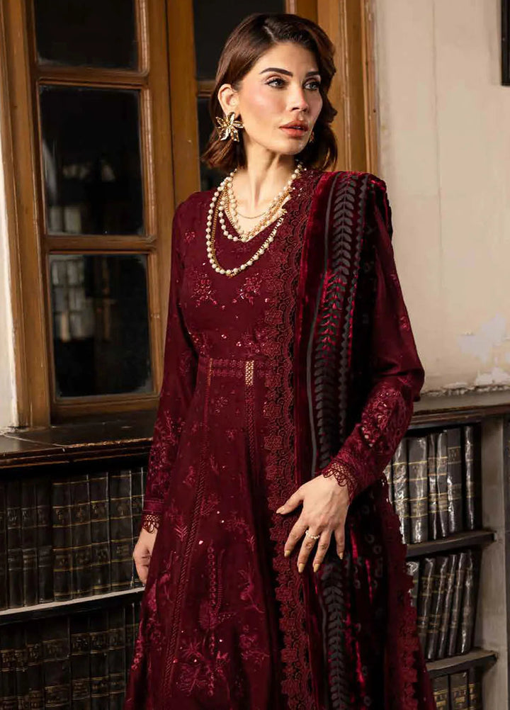 Nureh Embroidered Leather Peach Suit Unstitched 3 Piece NE - 121 - Winter Collection