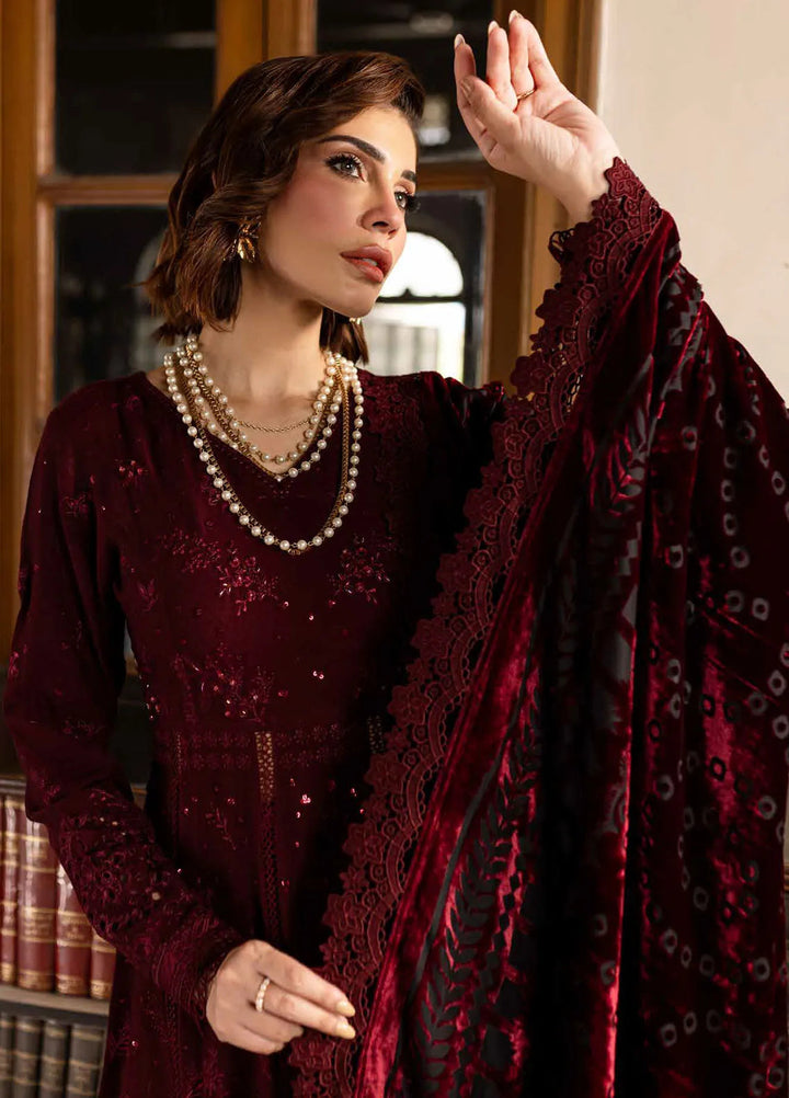 Nureh Embroidered Leather Peach Suit Unstitched 3 Piece NE - 121 - Winter Collection