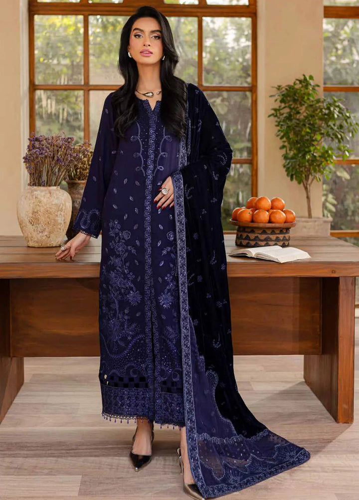 Nureh Embroidered Leather Peach Suit Unstitched 3 Piece NU24EV NE-124 - Winter Collection