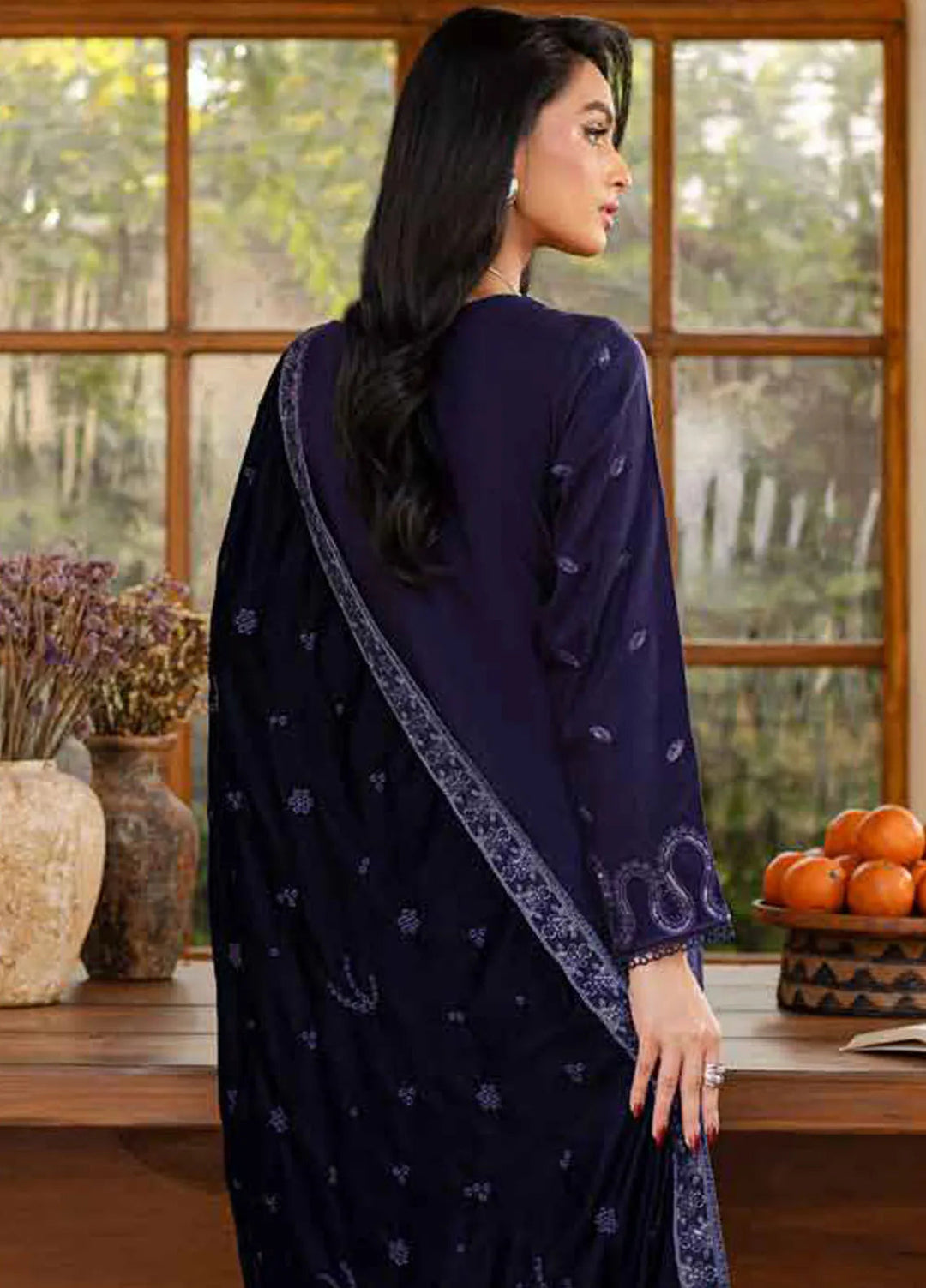 Nureh Embroidered Leather Peach Suit Unstitched 3 Piece NU24EV NE-124 - Winter Collection