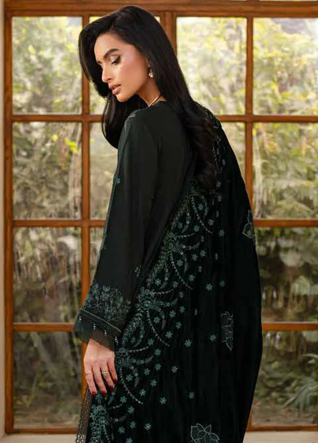 Nureh Embroidered Leather Peach Suit Unstitched 3 Piece NU24EV NE-125 - Winter Collection