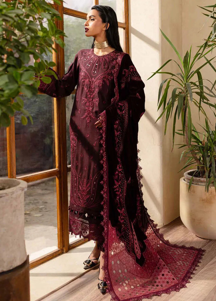 Nureh Embroidered Leather Peach Suit Unstitched 3 Piece NU24EV NE-126 - Winter Collection