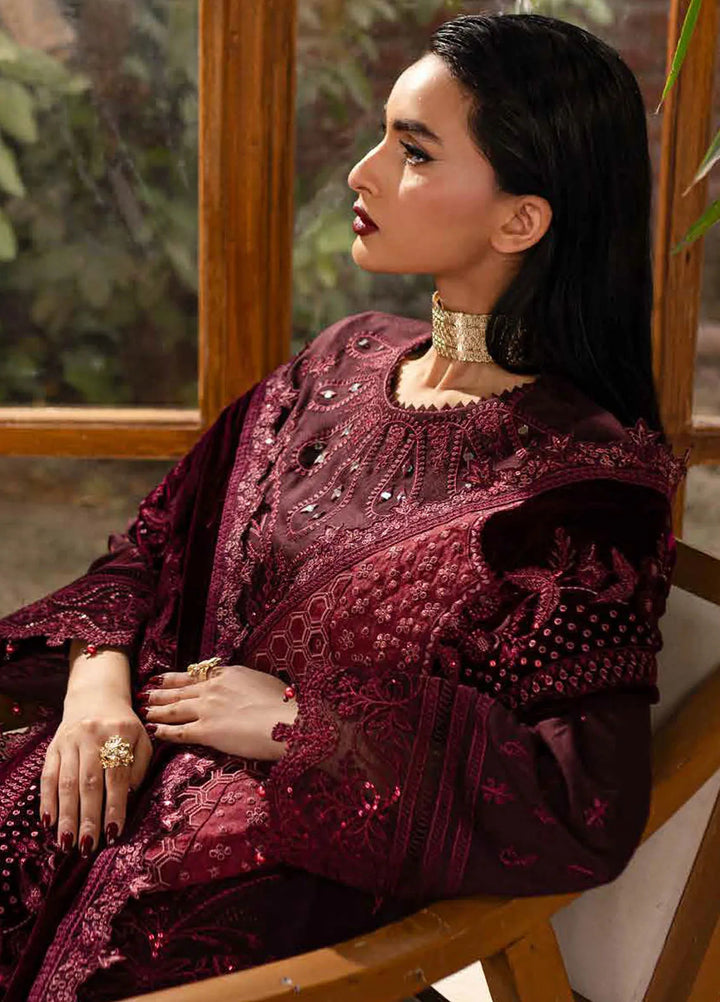 Nureh Embroidered Leather Peach Suit Unstitched 3 Piece NU24EV NE-126 - Winter Collection