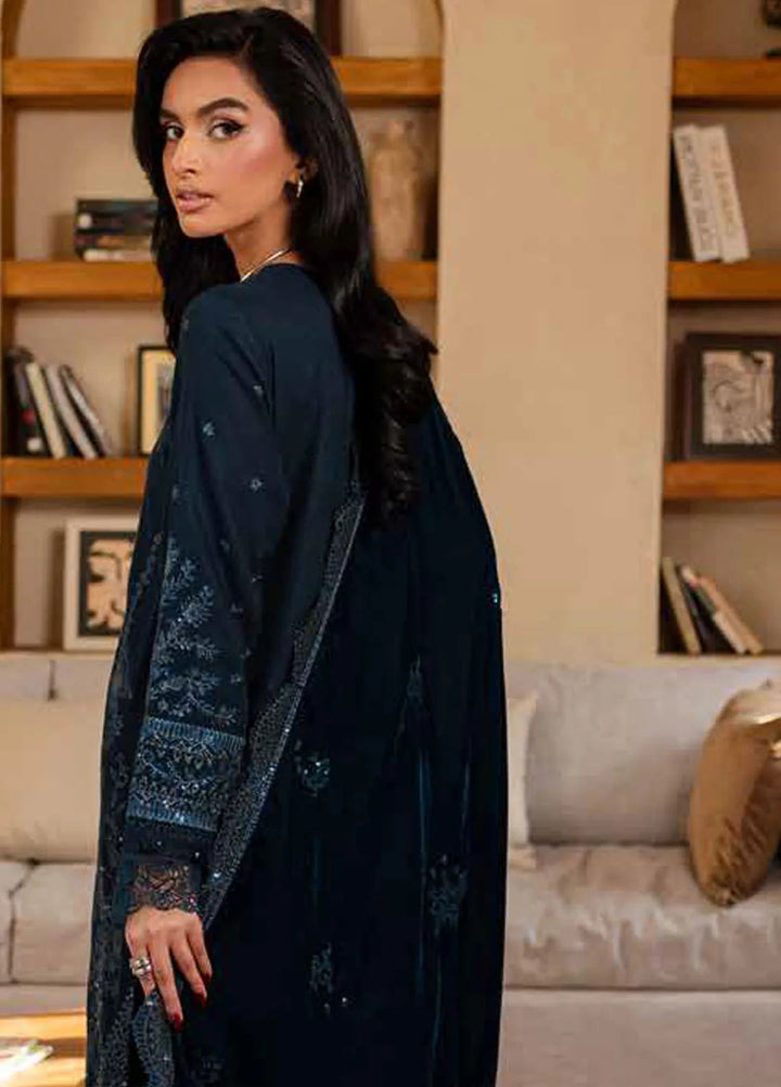 Nureh Embroidered Leather Peach Suit Unstitched 3 Piece NU24EV NE-127 - Winter Collection