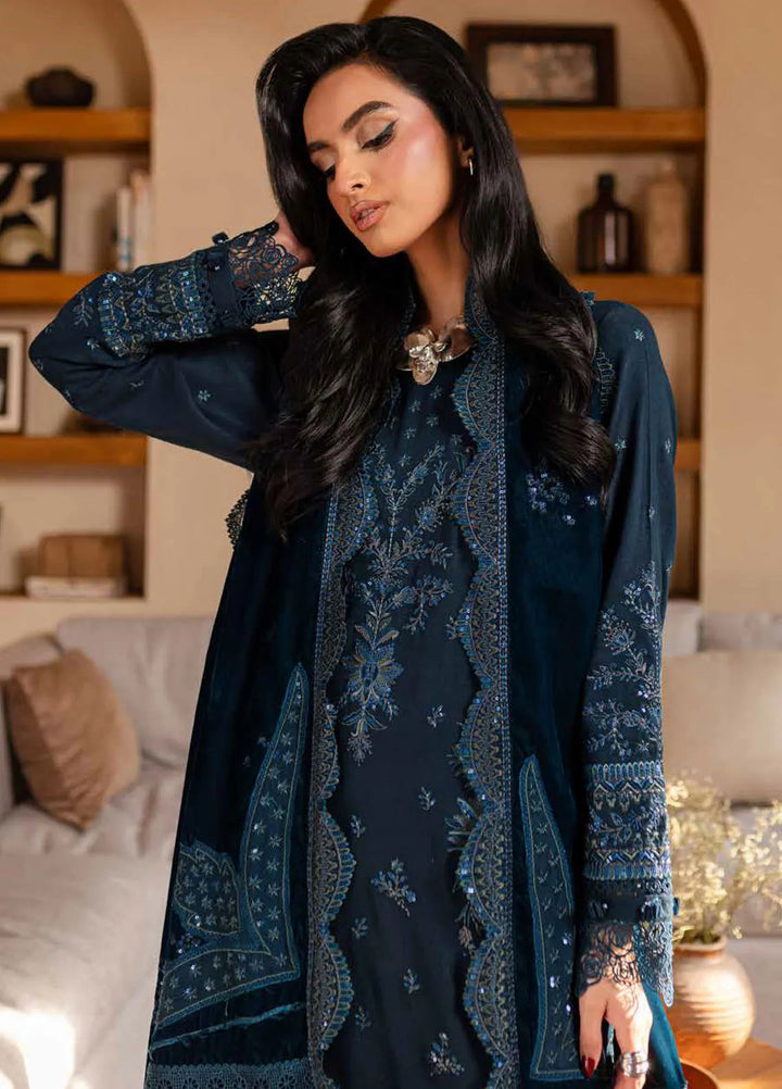 Nureh Embroidered Leather Peach Suit Unstitched 3 Piece NU24EV NE-127 - Winter Collection