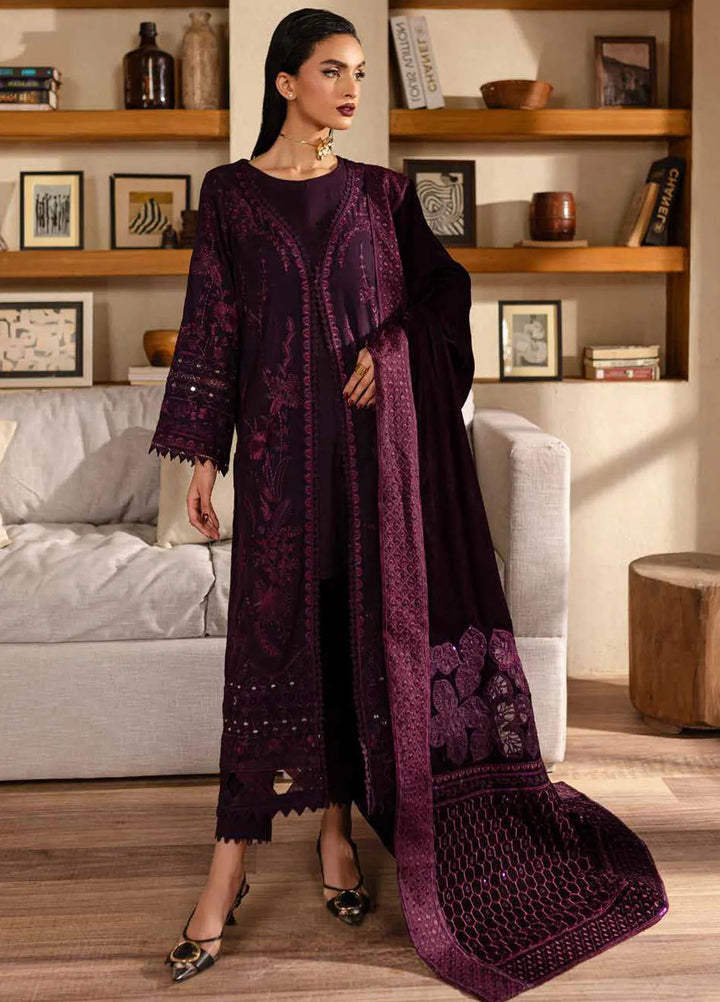 Nureh Embroidered Leather Peach Suit Unstitched 3 Piece NU24EV NE-129 - Winter Collection