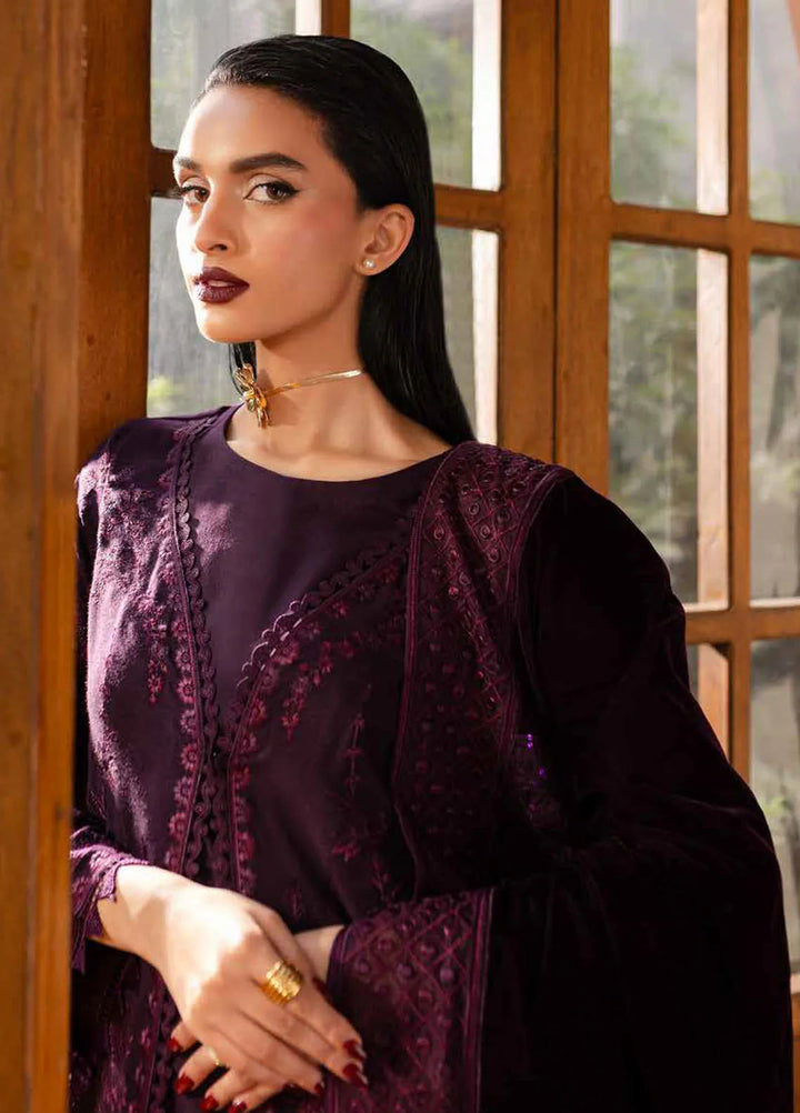 Nureh Embroidered Leather Peach Suit Unstitched 3 Piece NU24EV NE-129 - Winter Collection