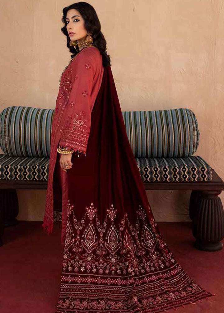 Nureh Embroidered Leather Peach Suits Unstitched 3 Piece NU22W NEP-17 - Winter Collection