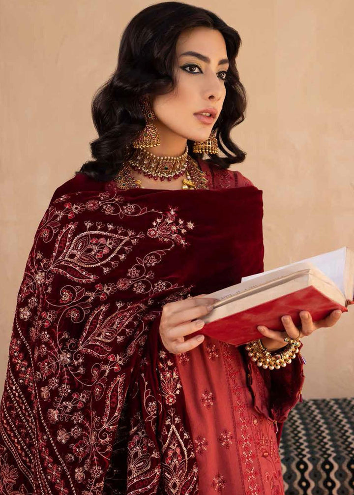 Nureh Embroidered Leather Peach Suits Unstitched 3 Piece NU22W NEP-17 - Winter Collection