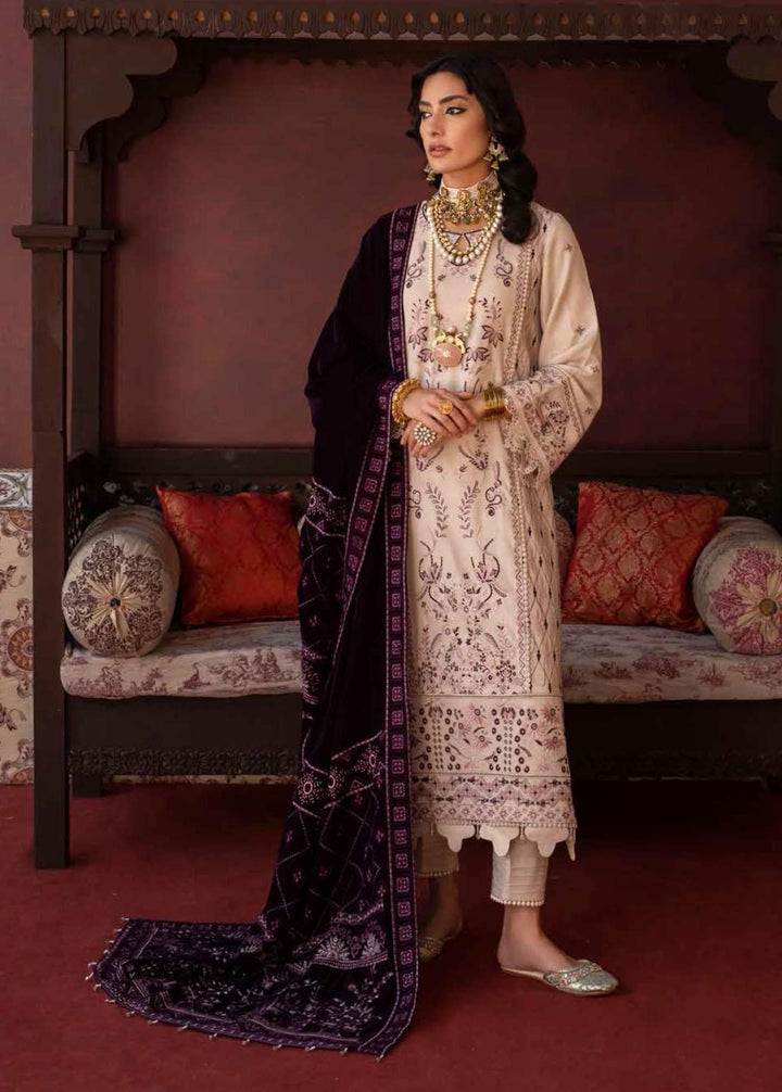 Nureh Embroidered Leather Peach Suits Unstitched 3 Piece NU22W NEP-18 - Winter Collection