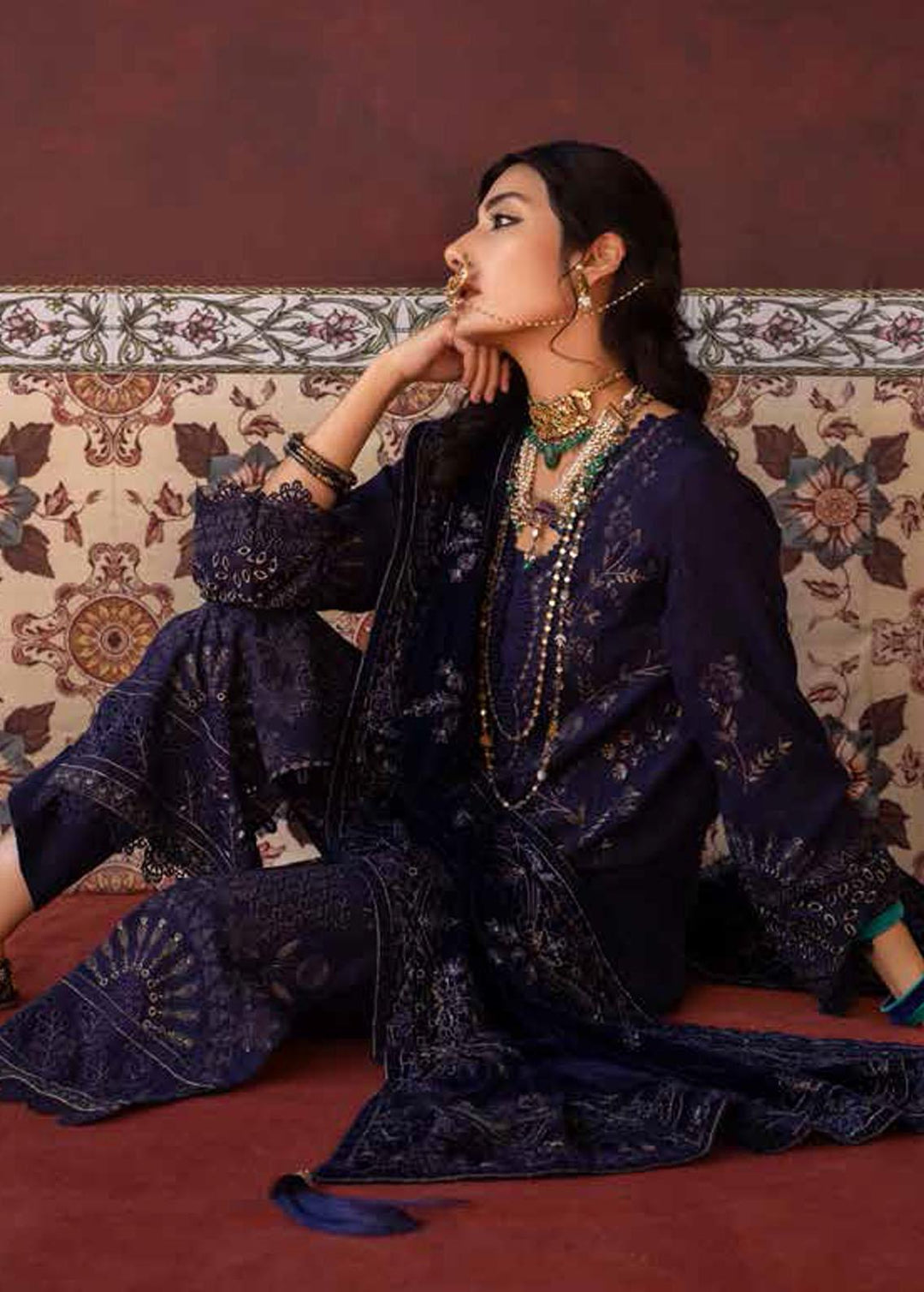 Nureh Embroidered Leather Peach Suits Unstitched 3 Piece NU22W NEP-19 - Winter Collection