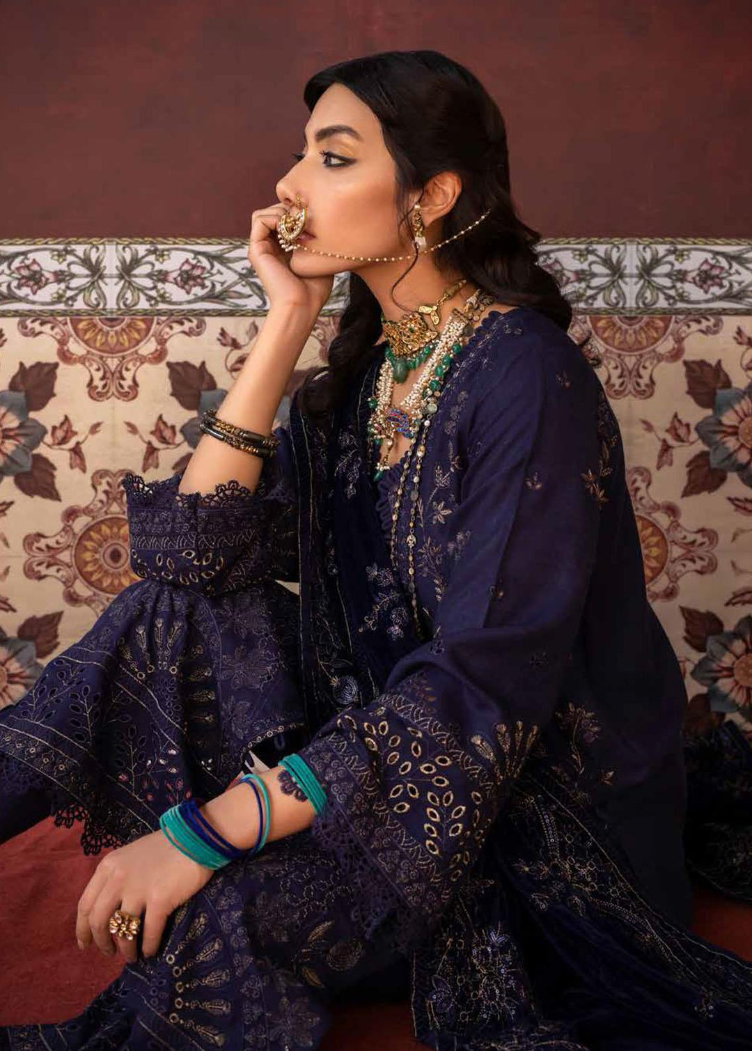 Nureh Embroidered Leather Peach Suits Unstitched 3 Piece NU22W NEP-19 - Winter Collection