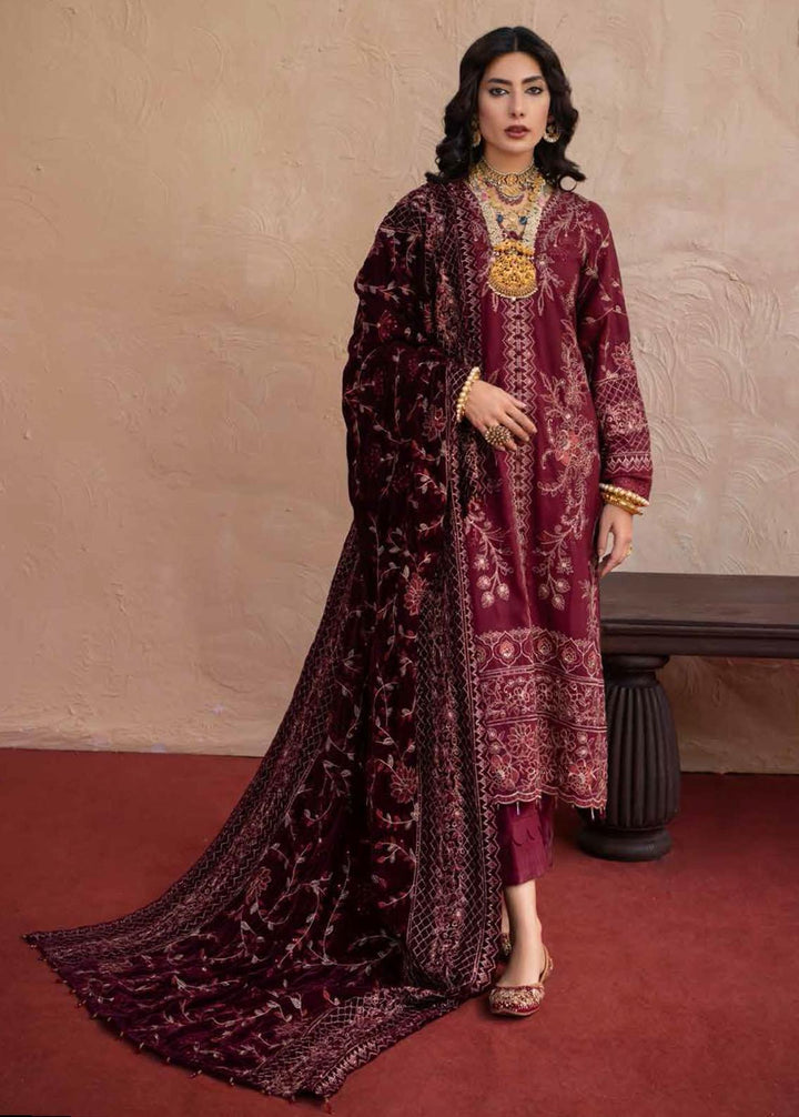 Nureh Embroidered Leather Peach Suits Unstitched 3 Piece NU22W NEP-20 - Winter Collection