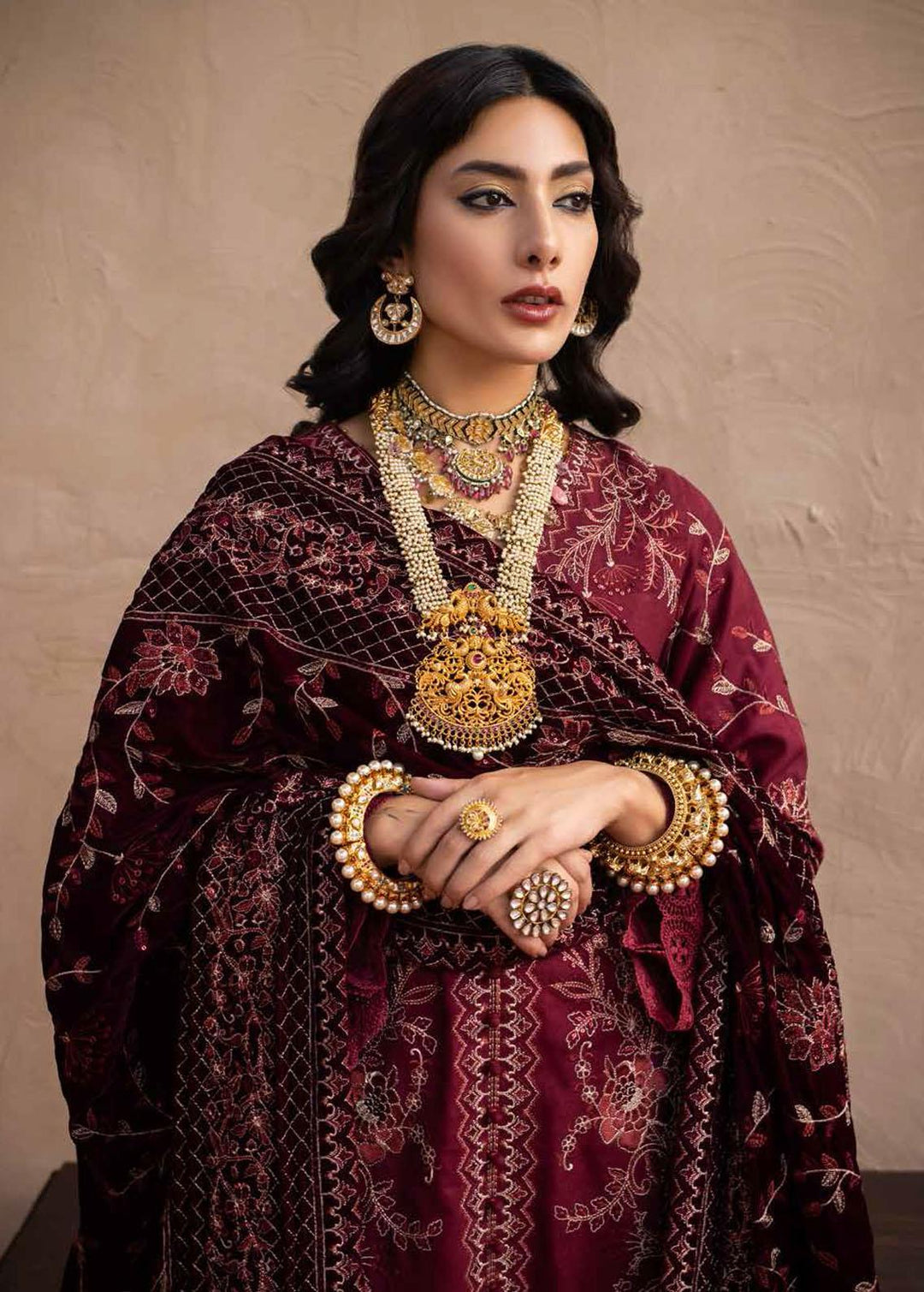 Nureh Embroidered Leather Peach Suits Unstitched 3 Piece NU22W NEP-20 - Winter Collection