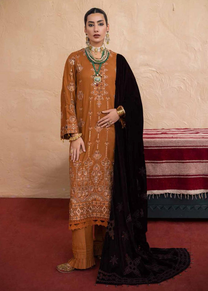 Nureh Embroidered Leather Peach Suits Unstitched 3 Piece NU22W NEP-21 - Winter Collection
