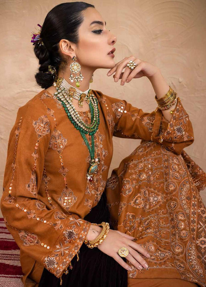 Nureh Embroidered Leather Peach Suits Unstitched 3 Piece NU22W NEP-21 - Winter Collection