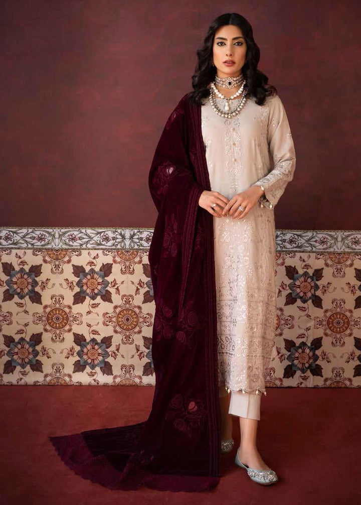 Nureh Embroidered Leather Peach Suits Unstitched 3 Piece NU22W NEP-22 - Winter Collection