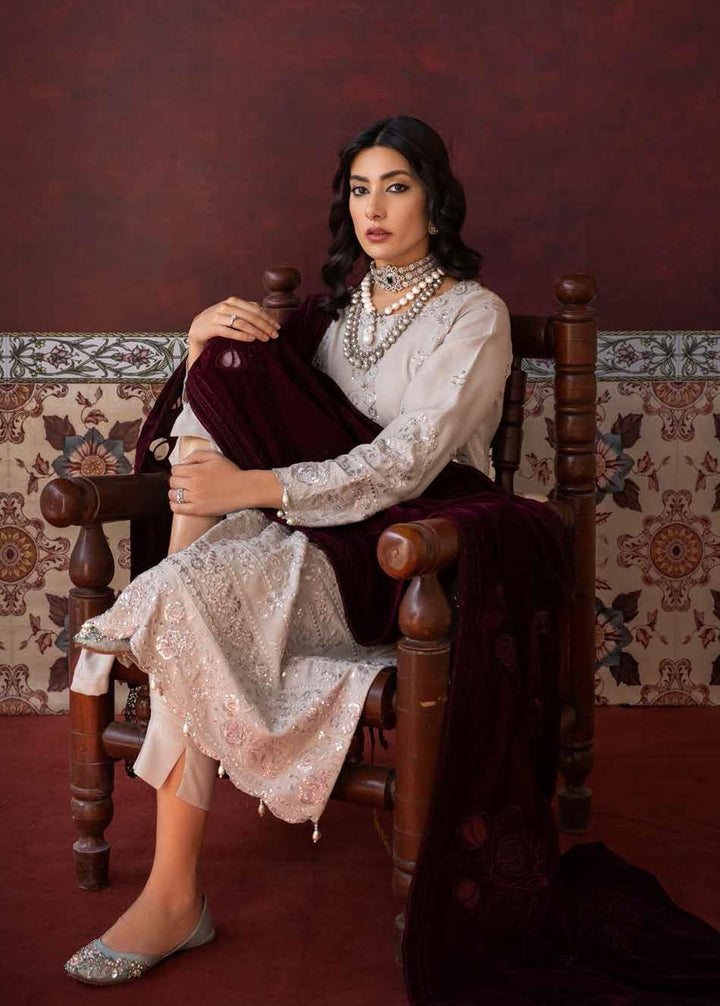 Nureh Embroidered Leather Peach Suits Unstitched 3 Piece NU22W NEP-22 - Winter Collection