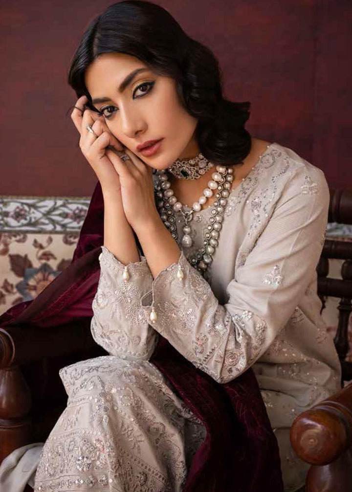 Nureh Embroidered Leather Peach Suits Unstitched 3 Piece NU22W NEP-22 - Winter Collection