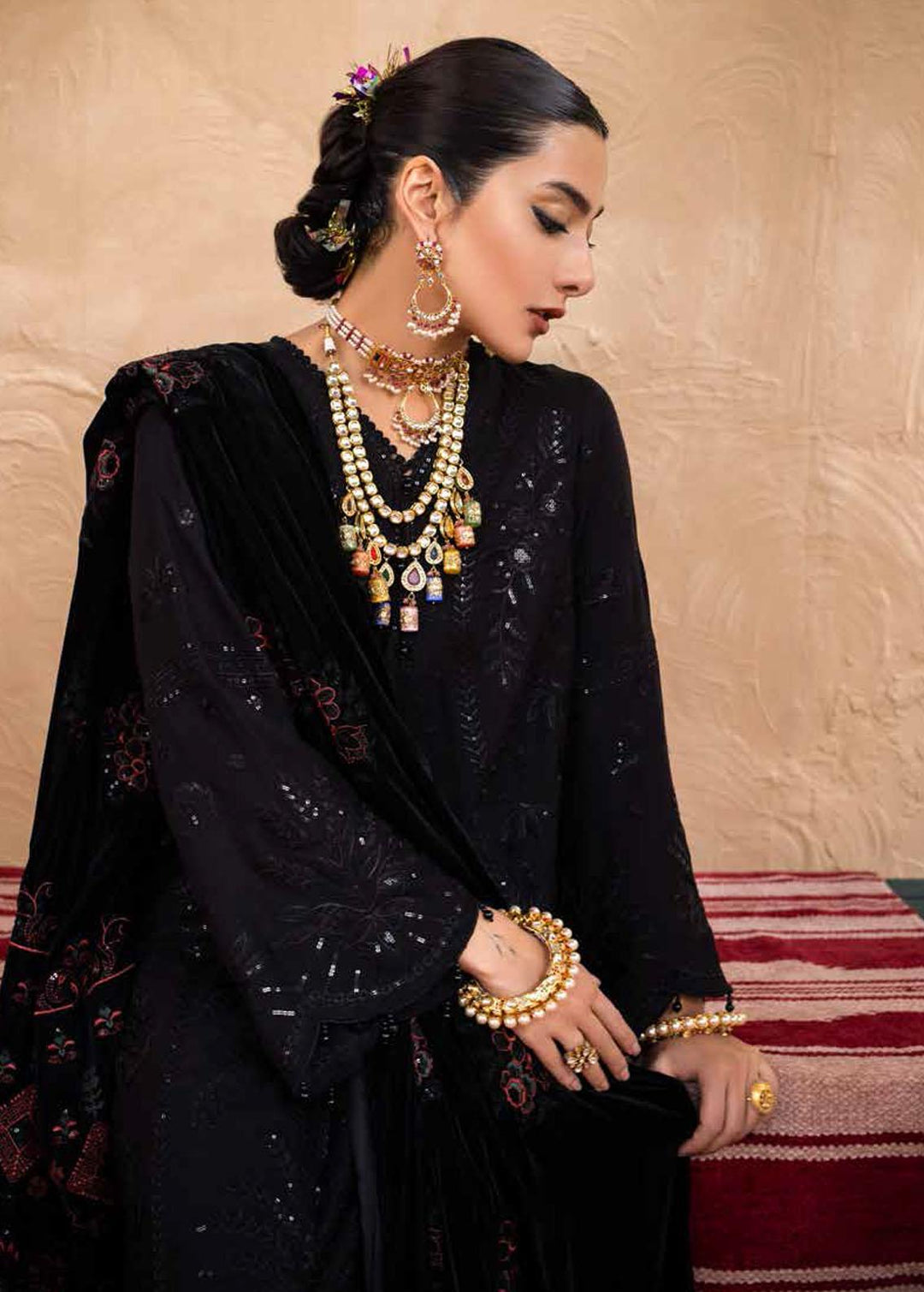 Nureh Embroidered Leather Peach Suits Unstitched 3 Piece NU22W NEP-23 - Winter Collection